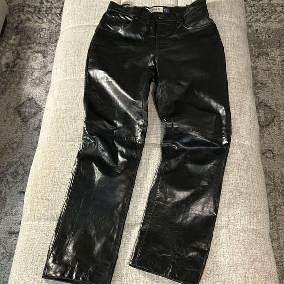 GAP ORIGINAL FIT ,VINTAGE Y2K ,(REAL )LEATHER PANTS ,BLACK ,SIZE 6 - Picture 1 of 12